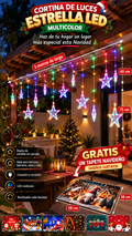 Cortina de Luces Estrella LED Multicolor 3 m con Tapete Navideño